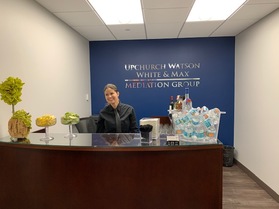 A reception desk can serve nicely as a bar.