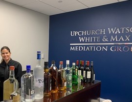 Getting the bar ready for the UWWM grand opening reception.