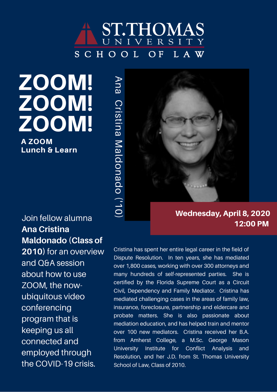 A flyer promoted Ana Cristina Maldonado's talk earlier this month