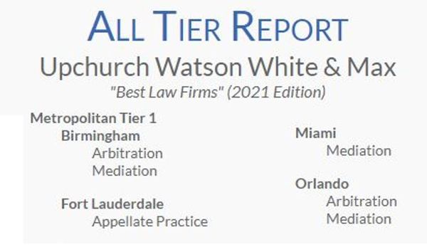UWWM Repeats Its Tier 1 "Best Law Firms" Ratings for Mediation/Arbitration