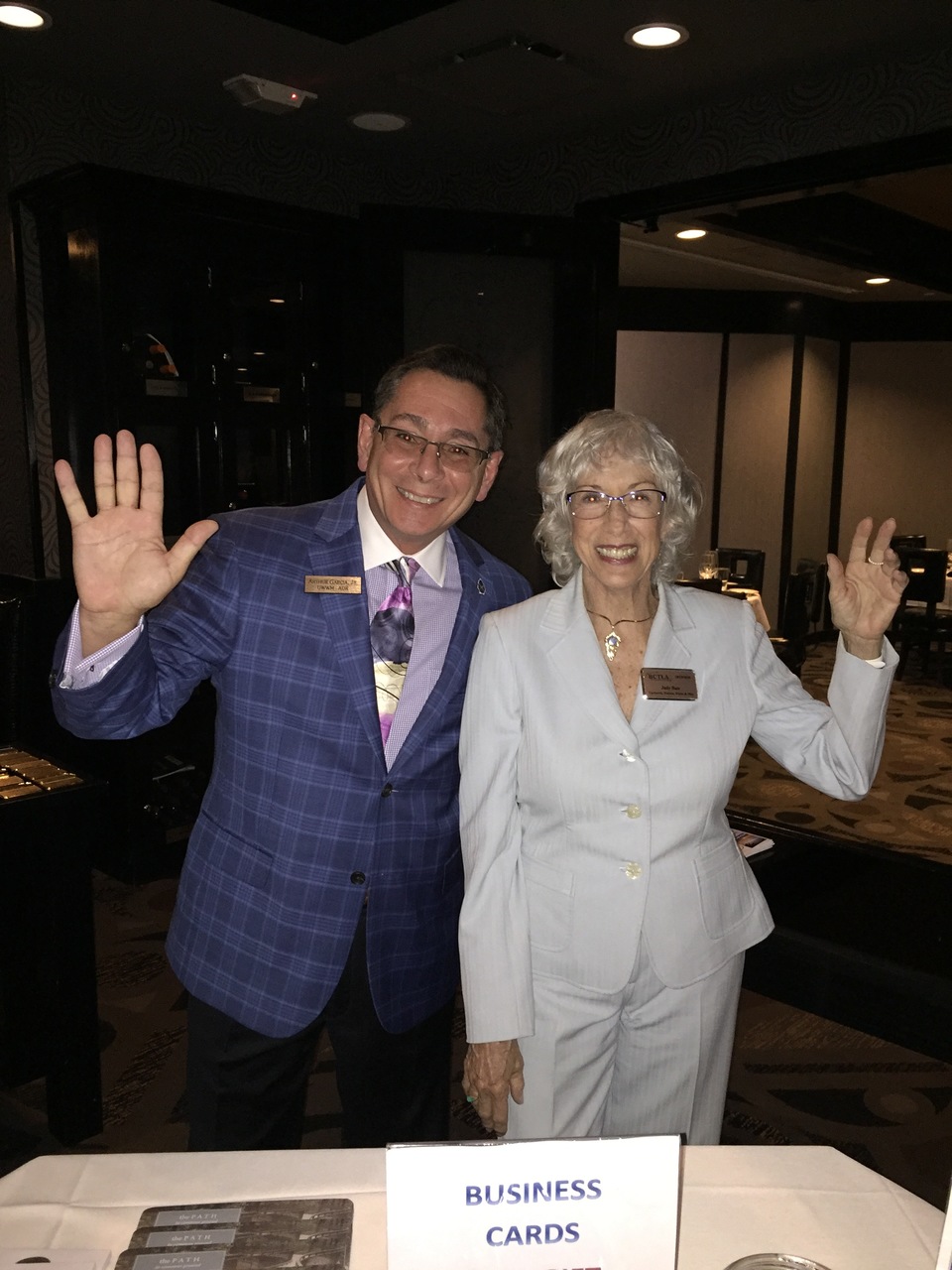 Art Garcia and Judy Bass are ready for the Meet and Greet /Sponsor Showcase.