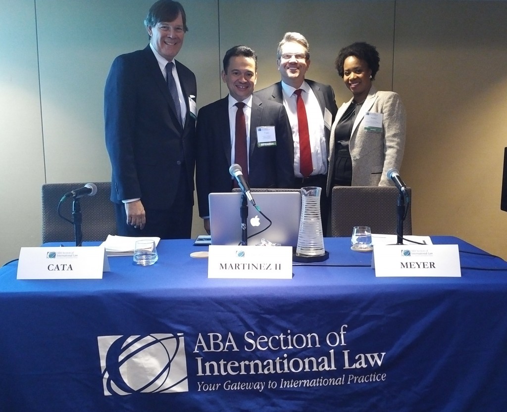 Ricardo Cata, from left, led Antonio Martinez, James Meyer and Nancy Thevenin in a panel discussion in New York City.