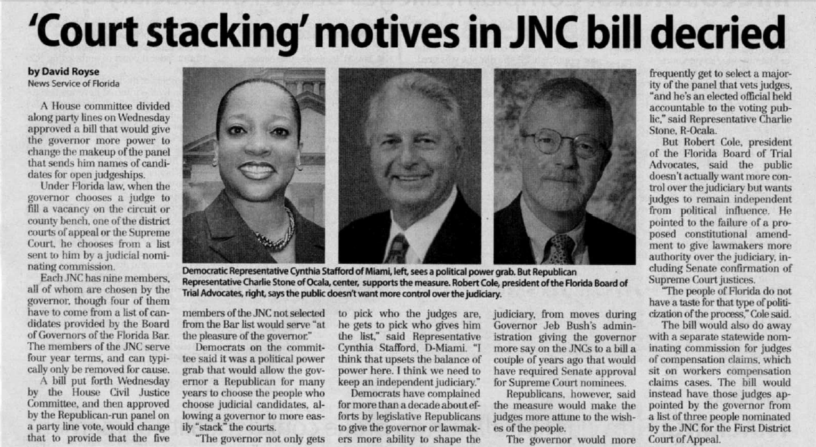 'Court Stacking' Motives in JNC Bill Decried 